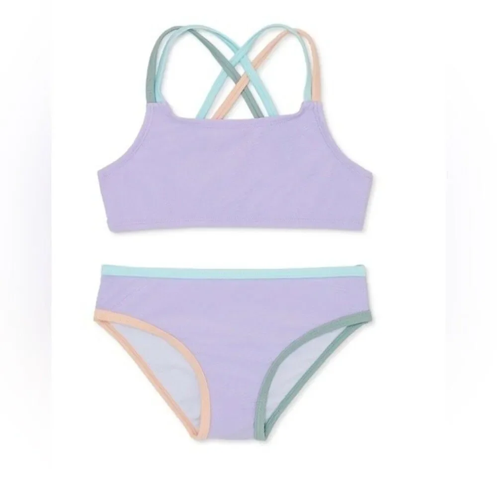 NWT Wonder Nation Baby Girl 2pc Bikini Size 12M Purple Lavender Sky - Picture 1 of 6